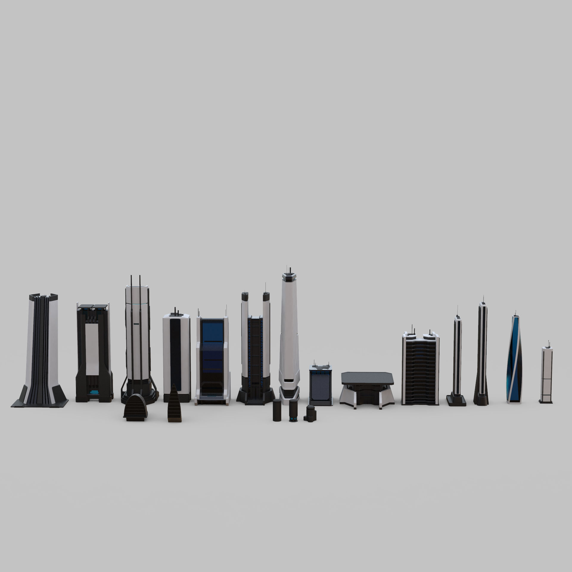 Sci-Fi Buildings Pack 3D model_2