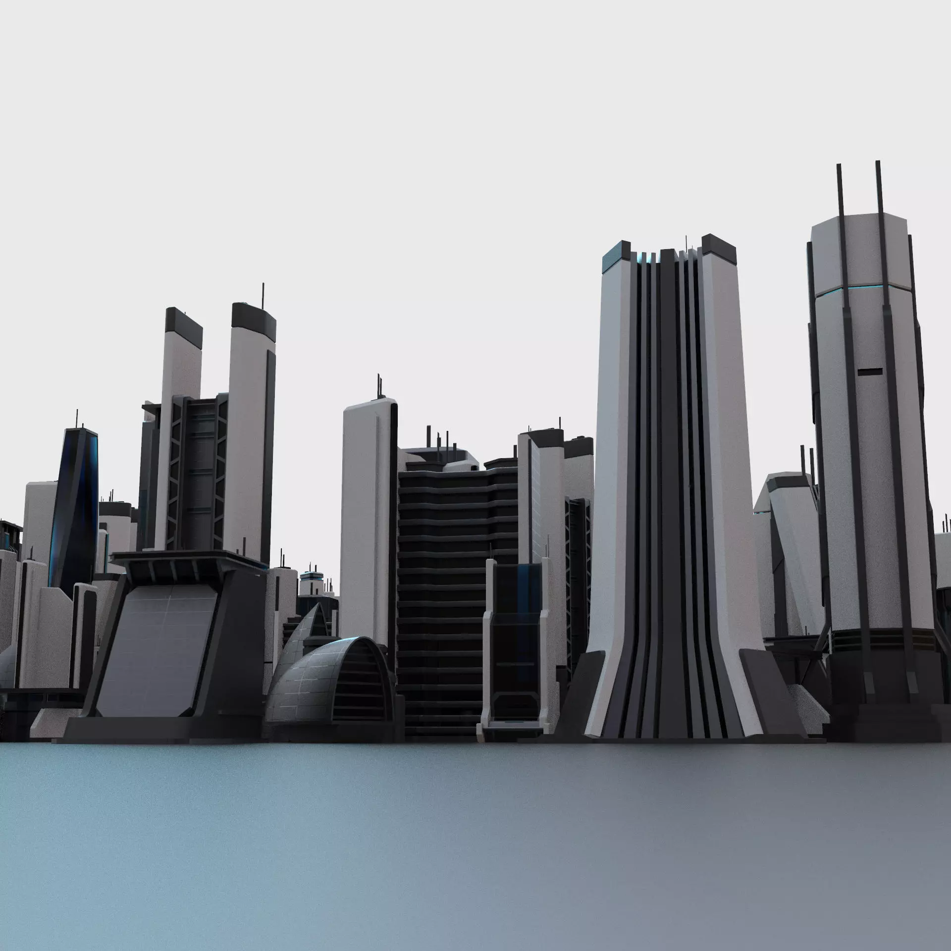 Sci-Fi Buildings Pack 3D model_0
