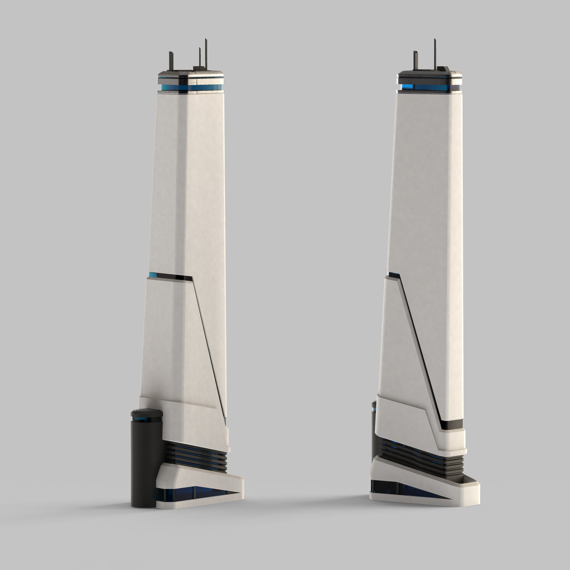 Sci-Fi Buildings Pack 3D model_3