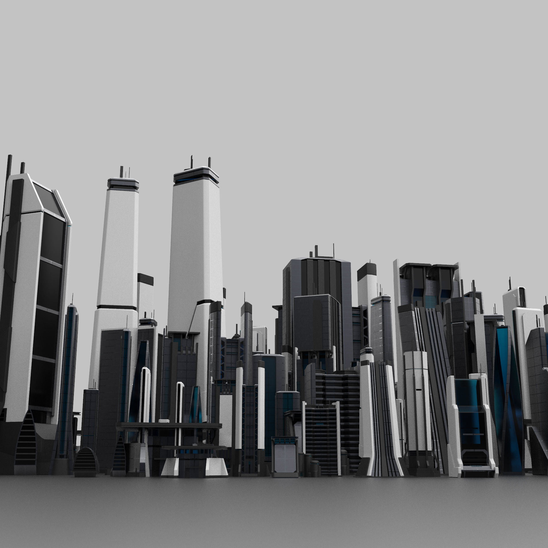 Sci-Fi Buildings Pack 3D model_1