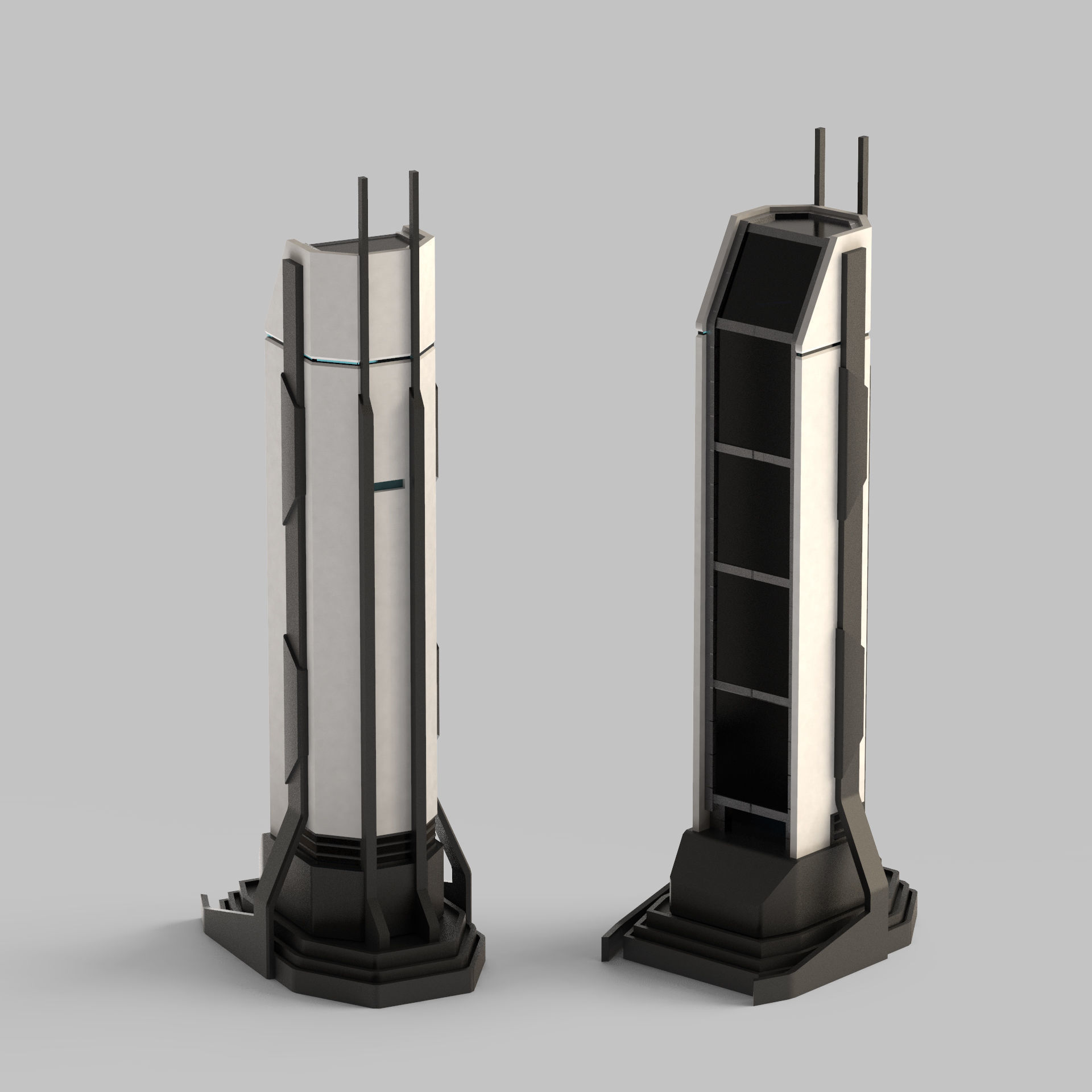 Sci-Fi Buildings Pack 3D model_14