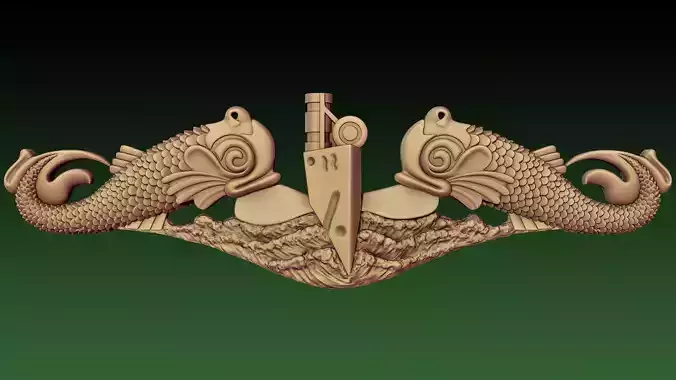 Submarine and two fish