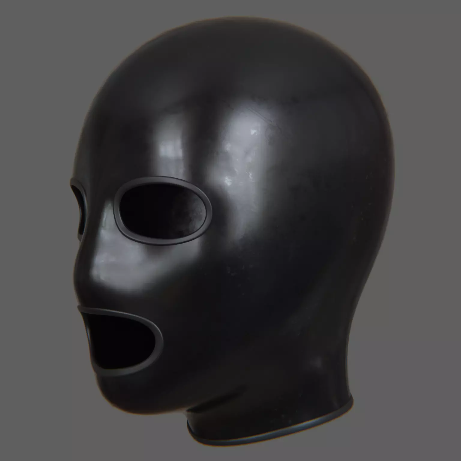 Black latex balaclava with a zipper Low-poly 3D model