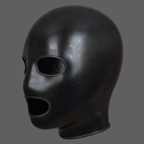 Black latex balaclava with a zipper Low-poly 3D model