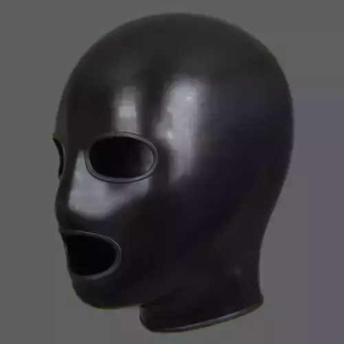 Black latex balaclava with a zipper Low-poly 3D model