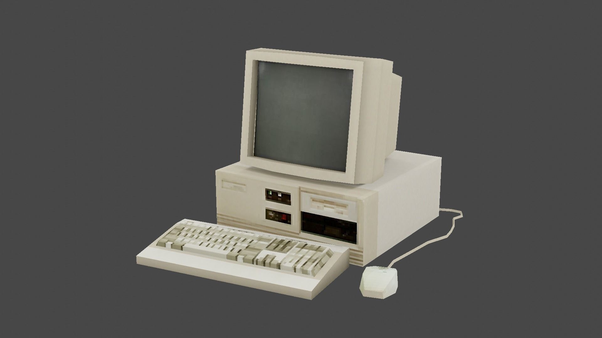 Low Poly Retro PC Low-poly 3D model_0