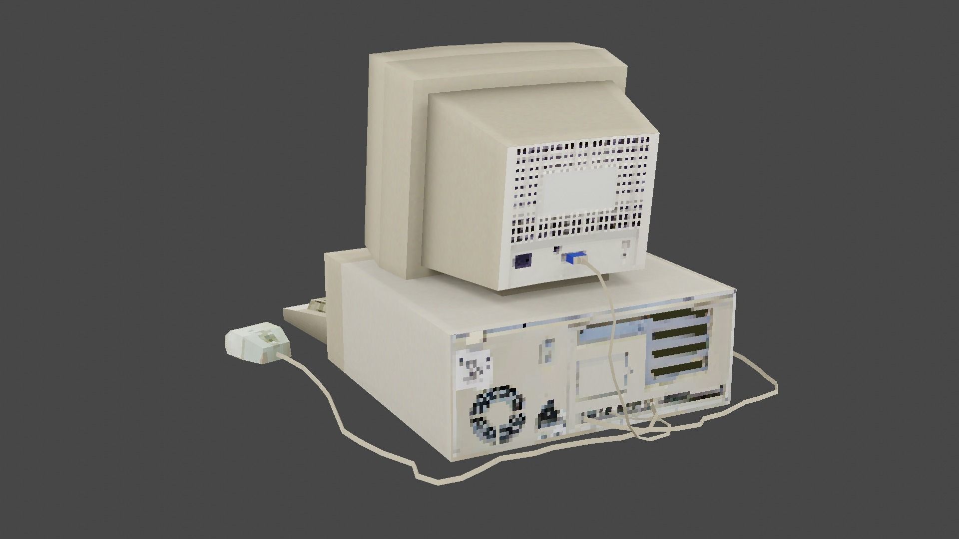 Low Poly Retro PC Low-poly 3D model_1