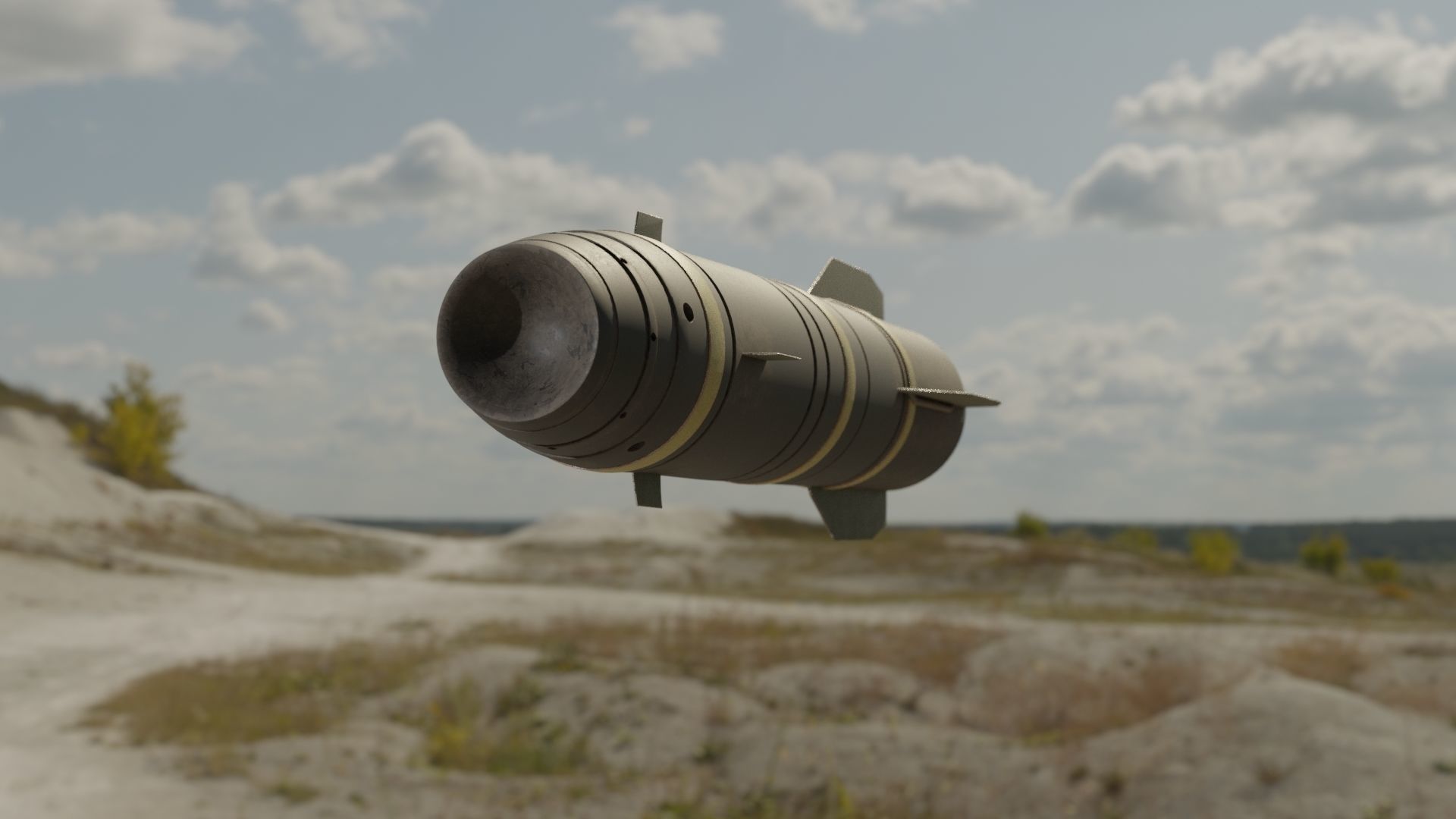 Missile 3D model bomb flying in sky Low-poly 3D model_14
