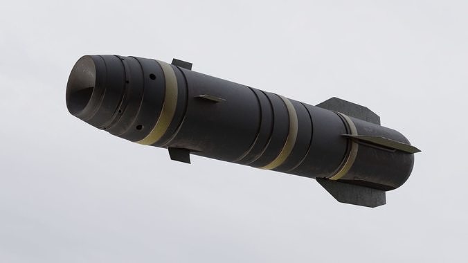 Missile 3D model bomb flying in sky Low-poly 3D model
