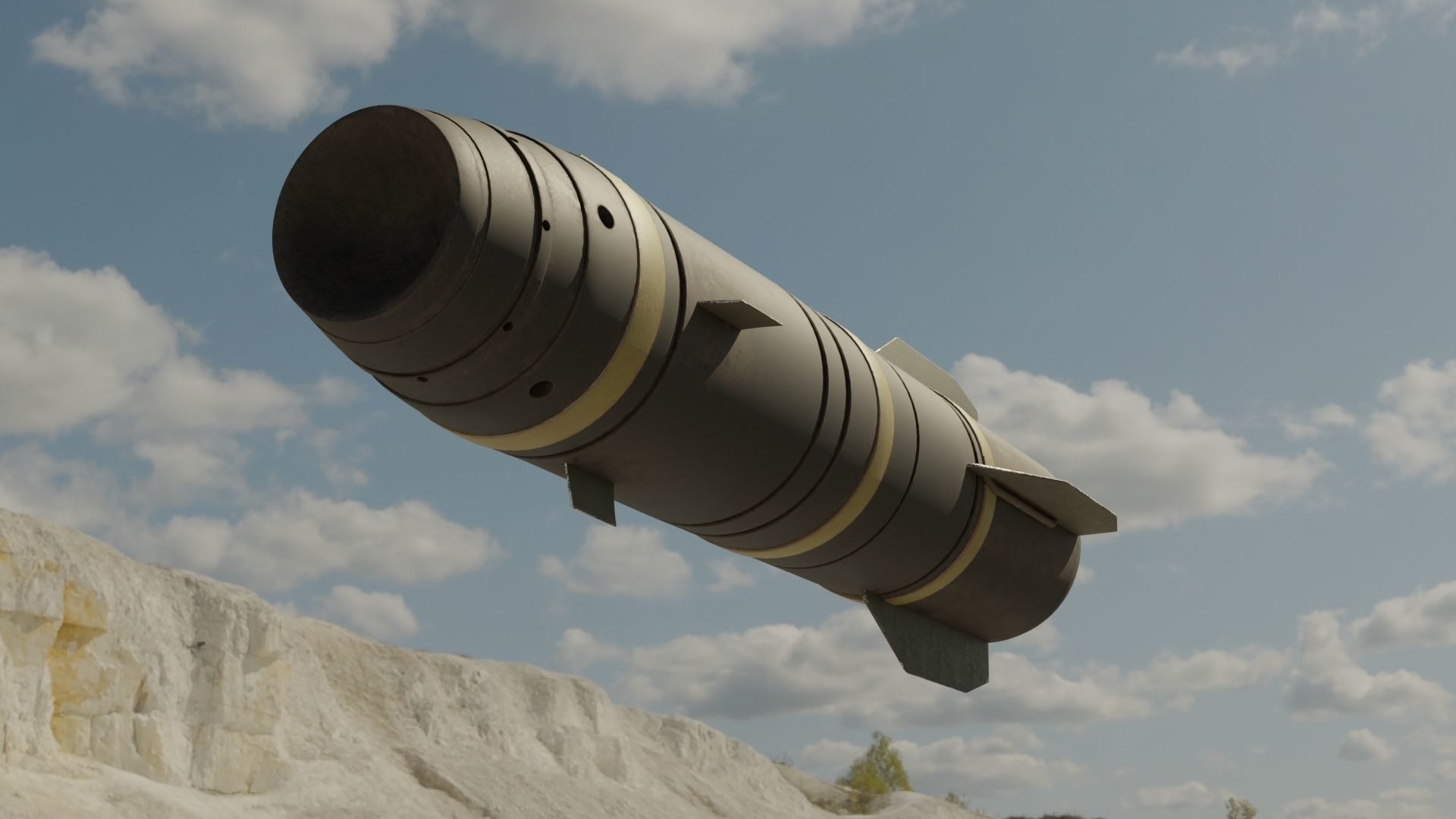 Missile 3D model bomb flying in sky Low-poly 3D model_15