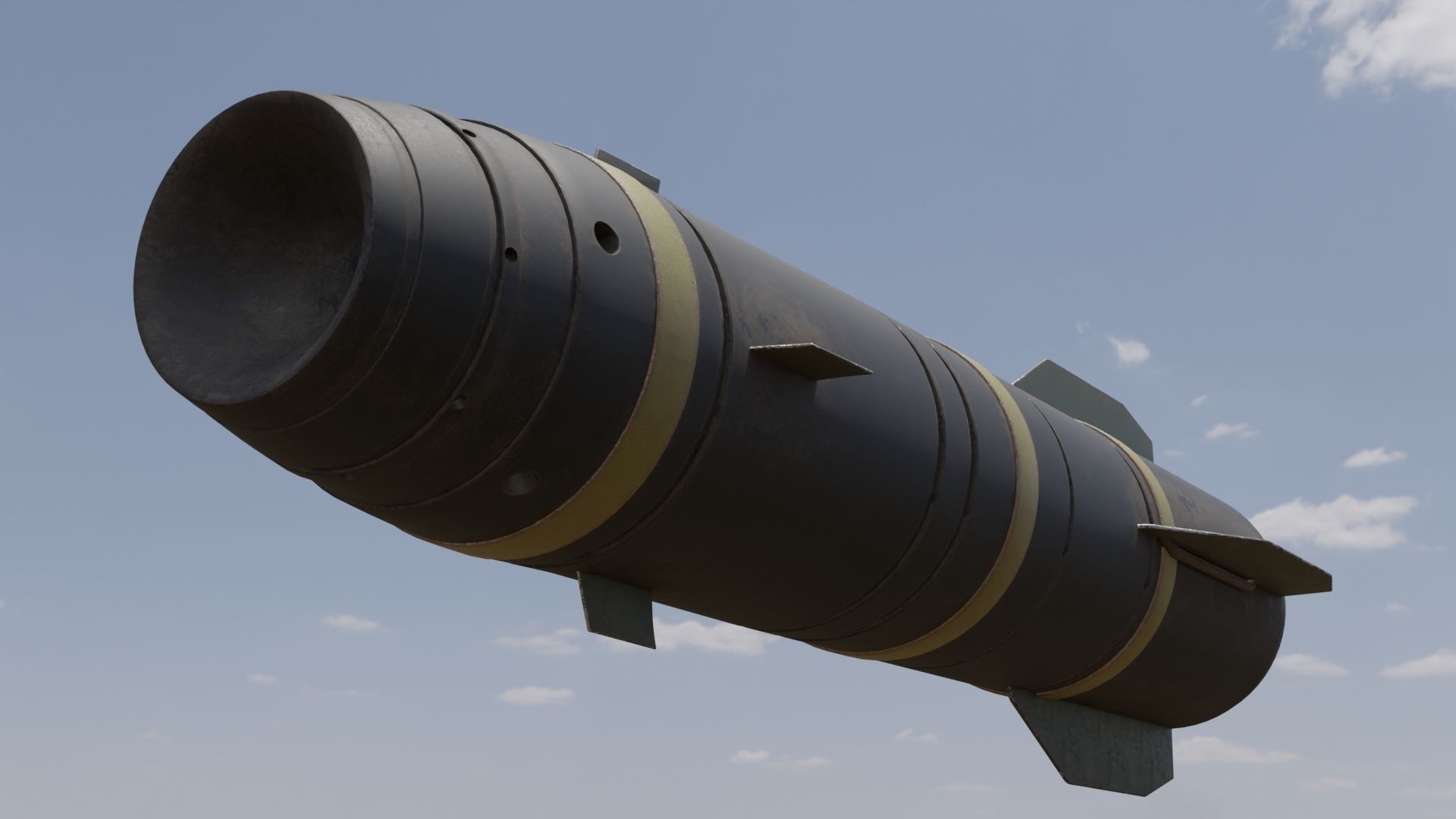 Missile 3D model bomb flying in sky Low-poly 3D model_12