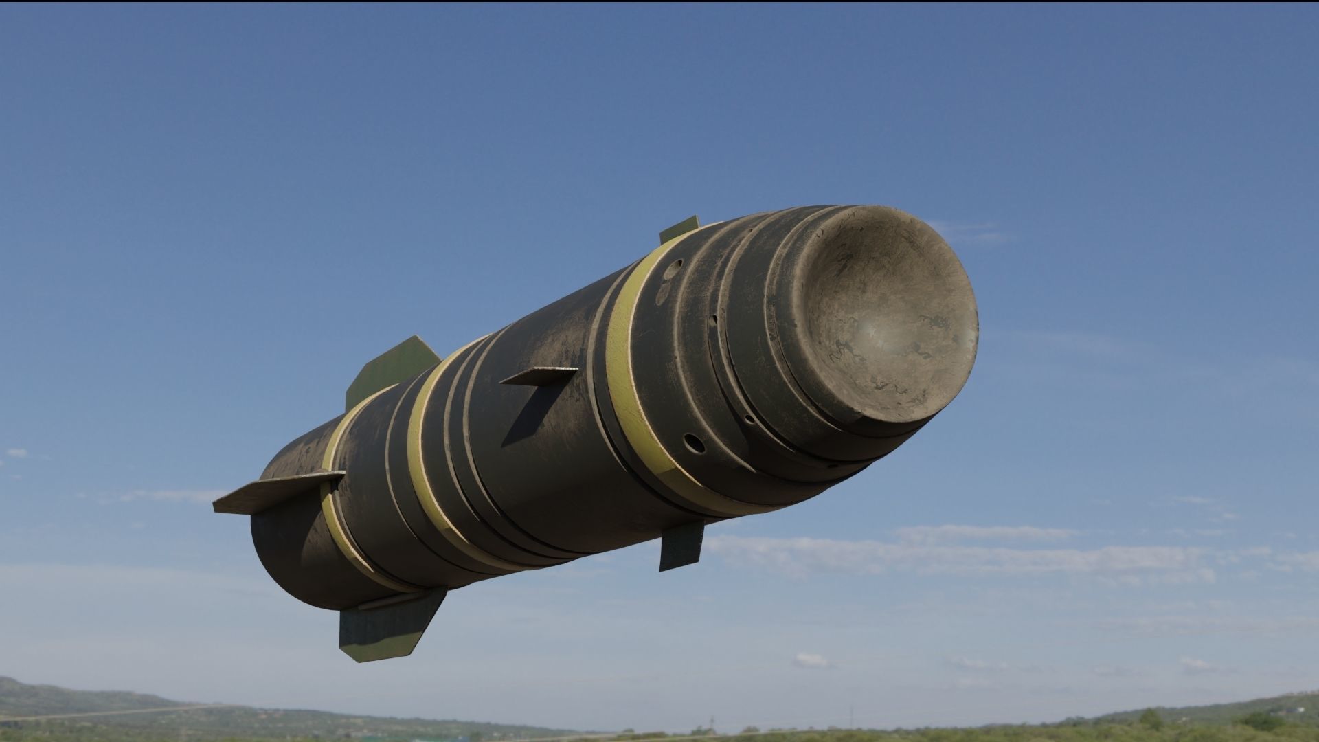 Missile 3D model bomb flying in sky Low-poly 3D model_18