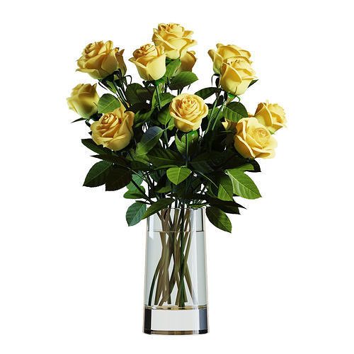 Flower Set 05 - Yellow Roses Bouquet 3D model