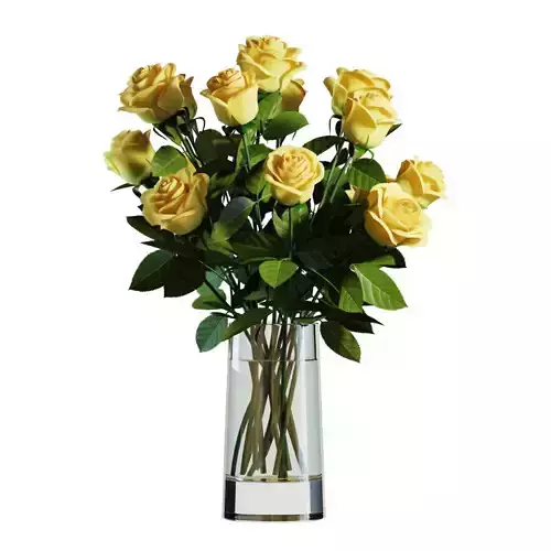Flower Set 05 - Yellow Roses Bouquet 3D model