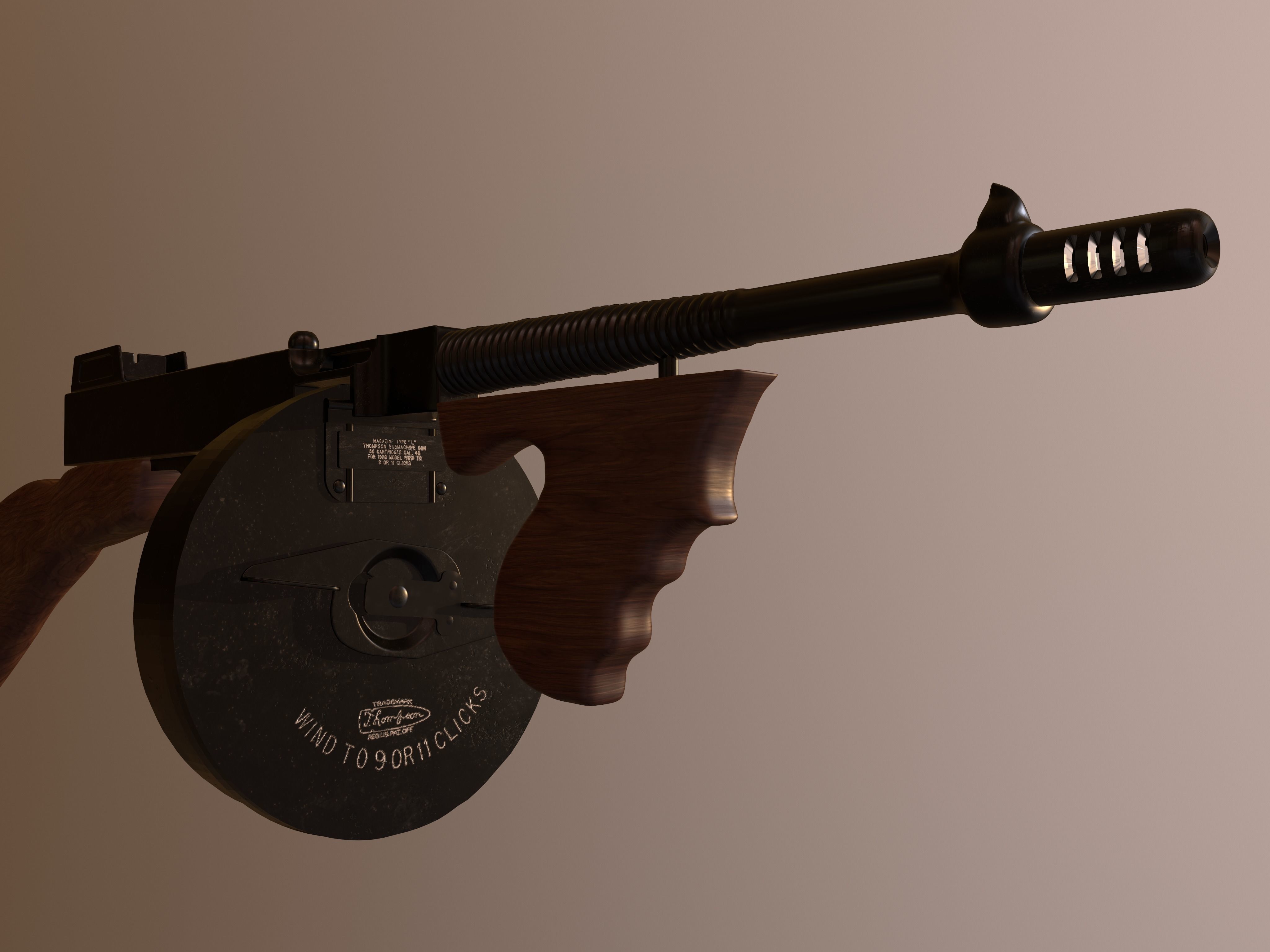 Tommy Gun 3D model_2