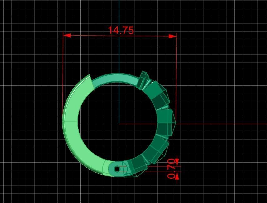 Earrings 3 two gold hoop with diamonds 3D print model_2