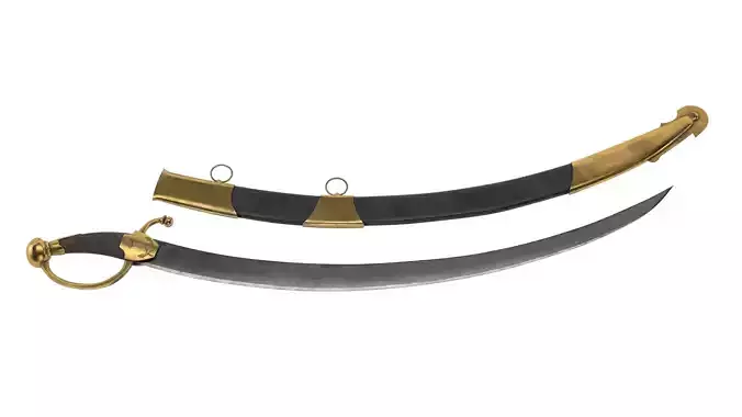 Sabre sword and scabbard Low-poly 3D model