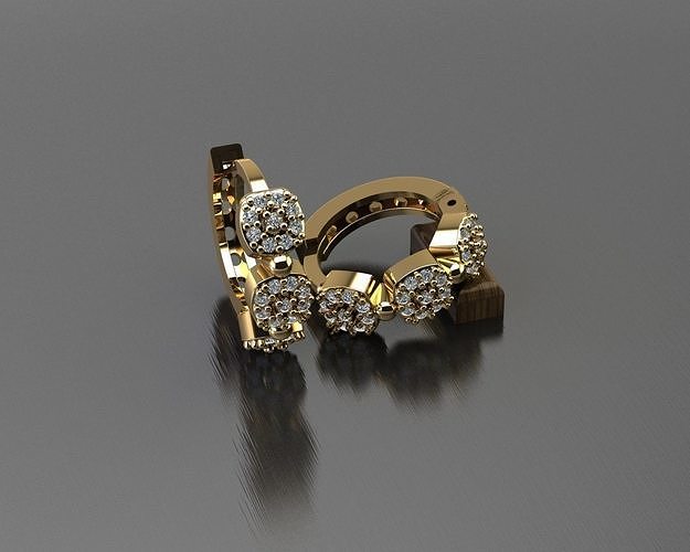 Earrings 6 pair of gold with diamonds 3D print model