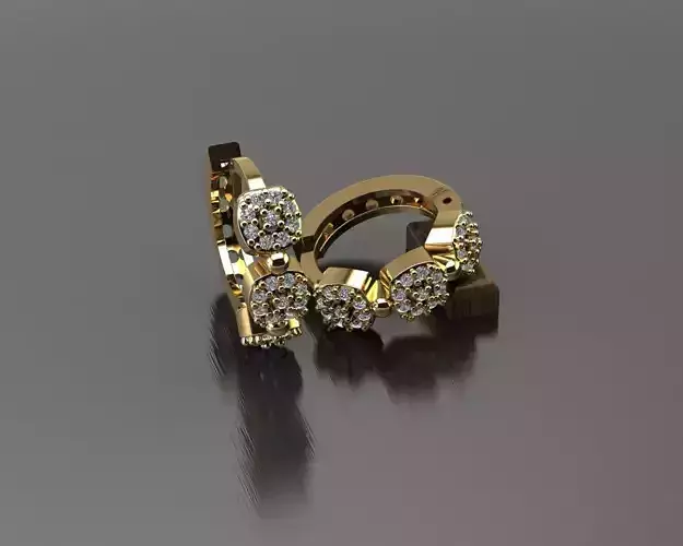 Earrings 6 pair of gold with diamonds 3D print model