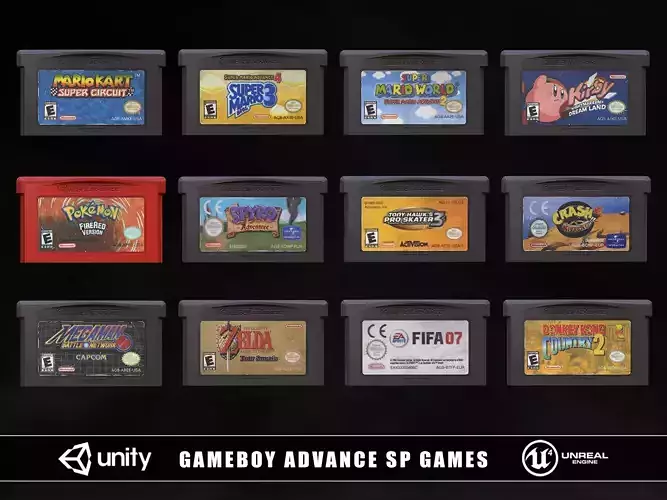 Nintendo Gameboy Advance Game Cartridges Low-poly 3D model