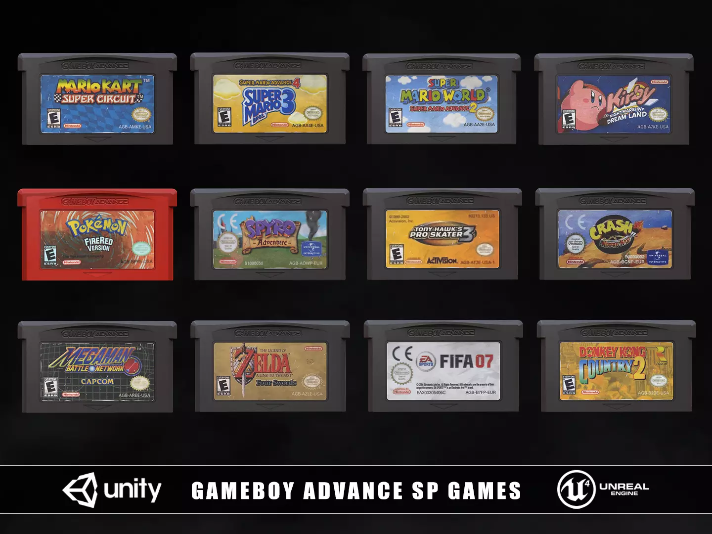Nintendo Gameboy Advance Game Cartridges Low-poly 3D model_0
