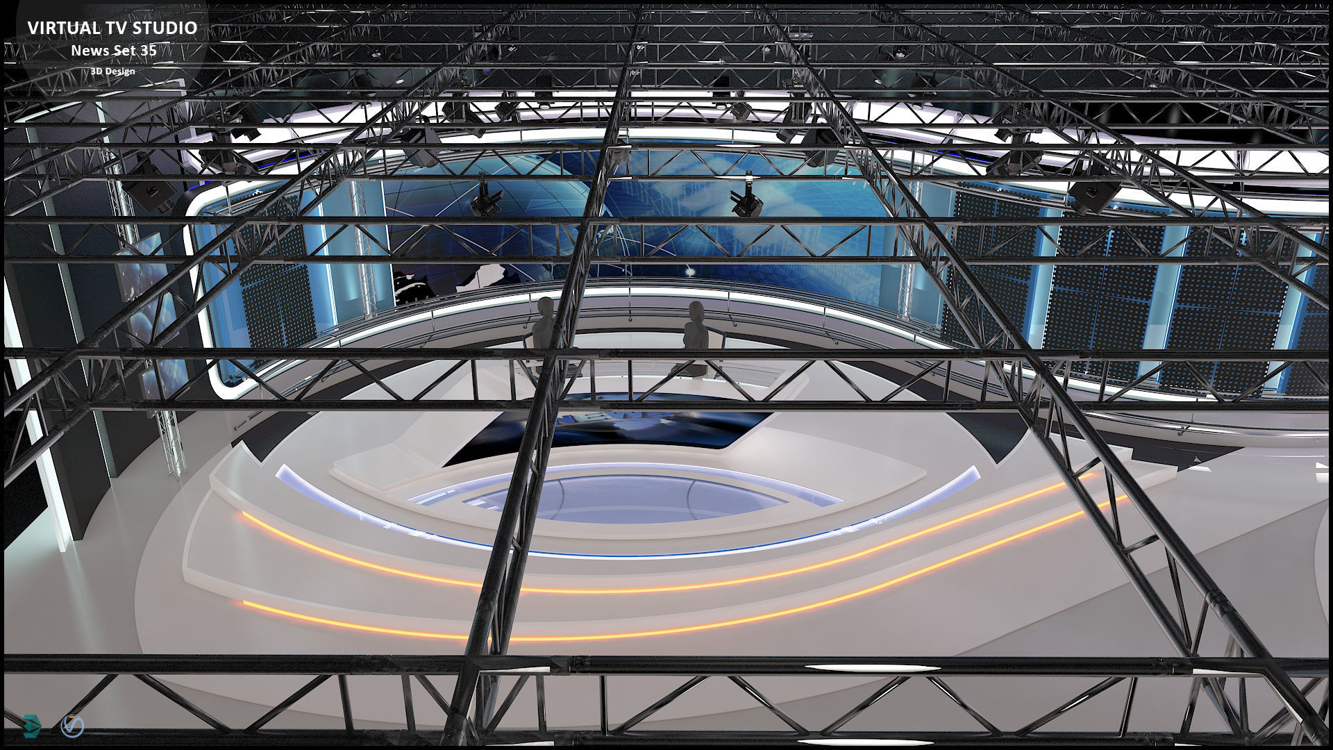 Virtual TV Studio News Set 35 3D model_30