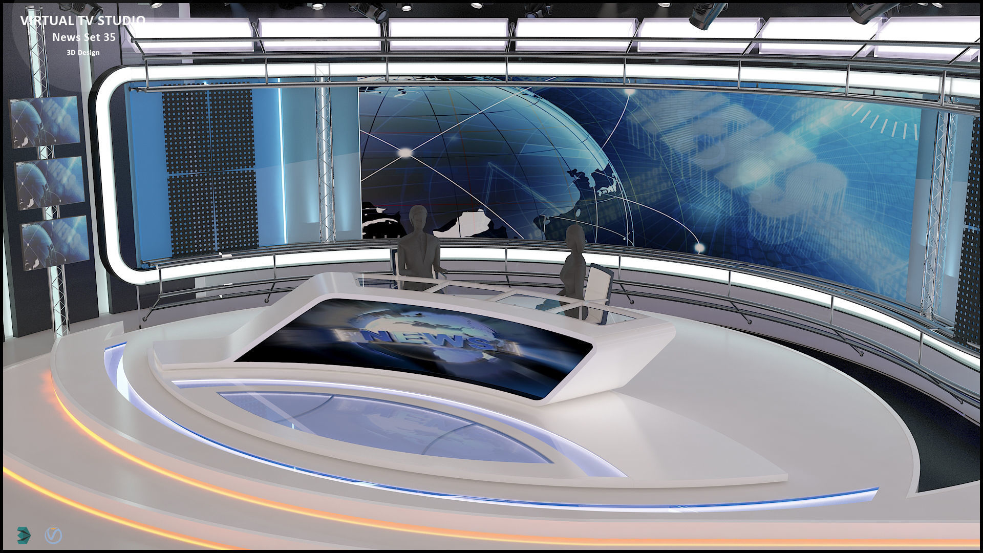Virtual TV Studio News Set 35 3D model_15