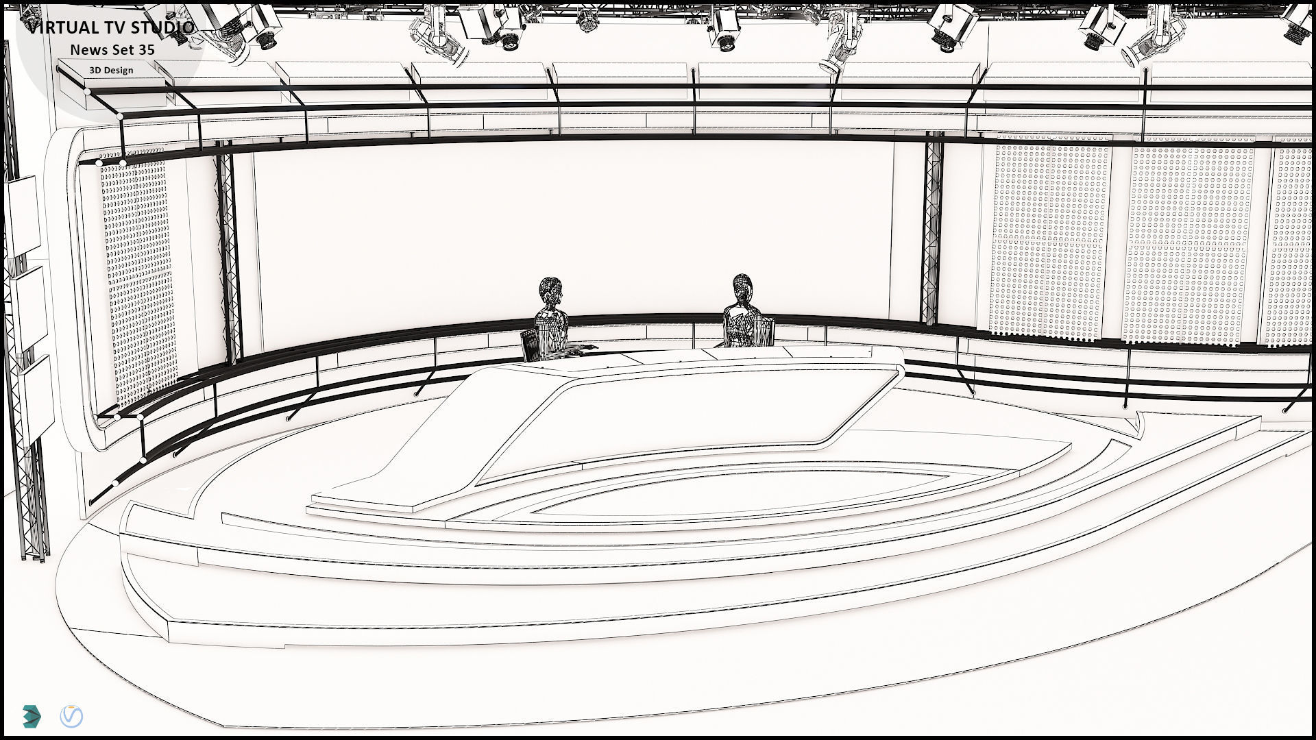 Virtual TV Studio News Set 35 3D model_11
