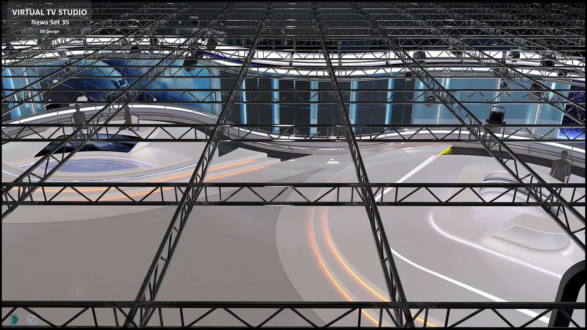 Virtual TV Studio News Set 35 3D model_28