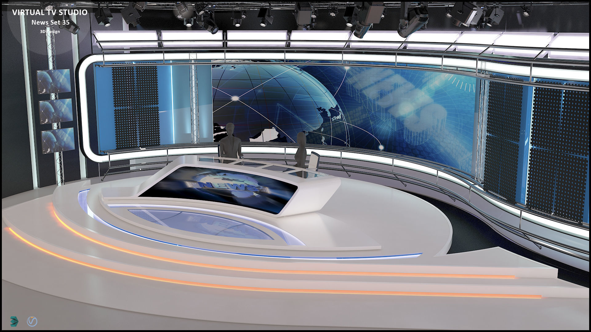 Virtual TV Studio News Set 35 3D model_12