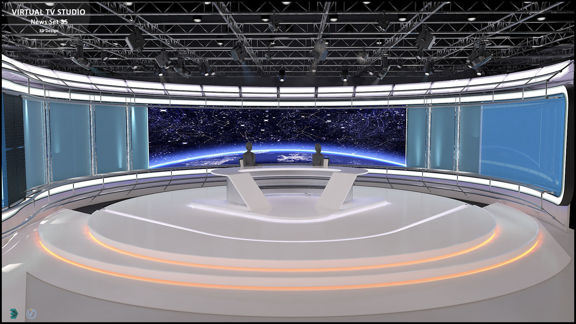 Virtual TV Studio News Set 35 3D model_8