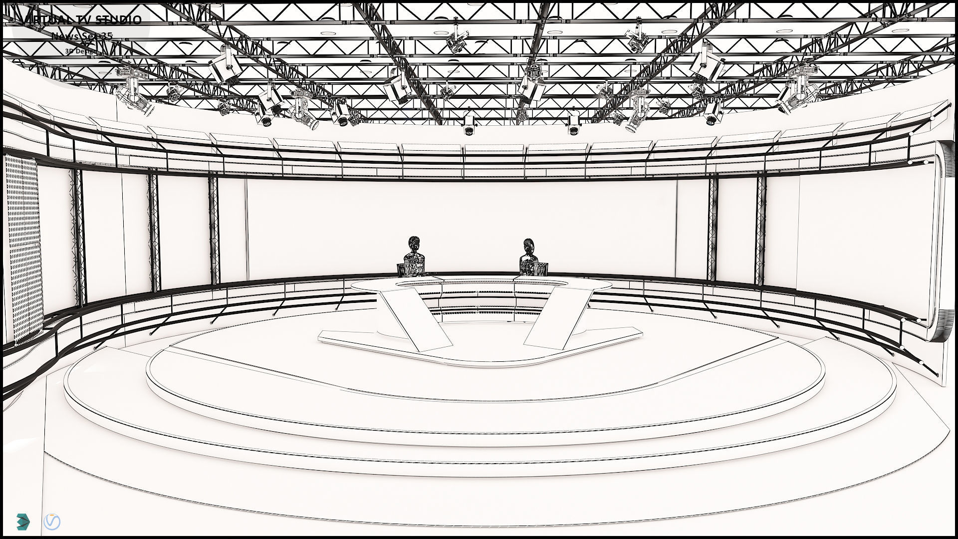 Virtual TV Studio News Set 35 3D model_9