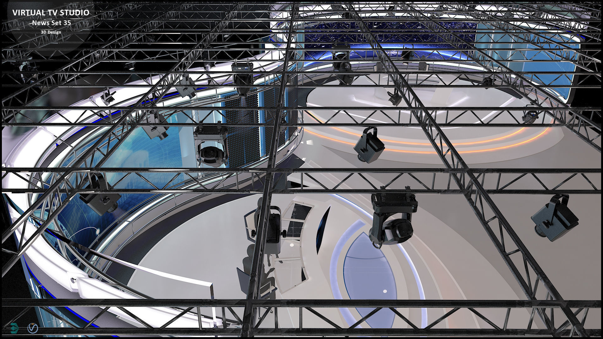Virtual TV Studio News Set 35 3D model_26