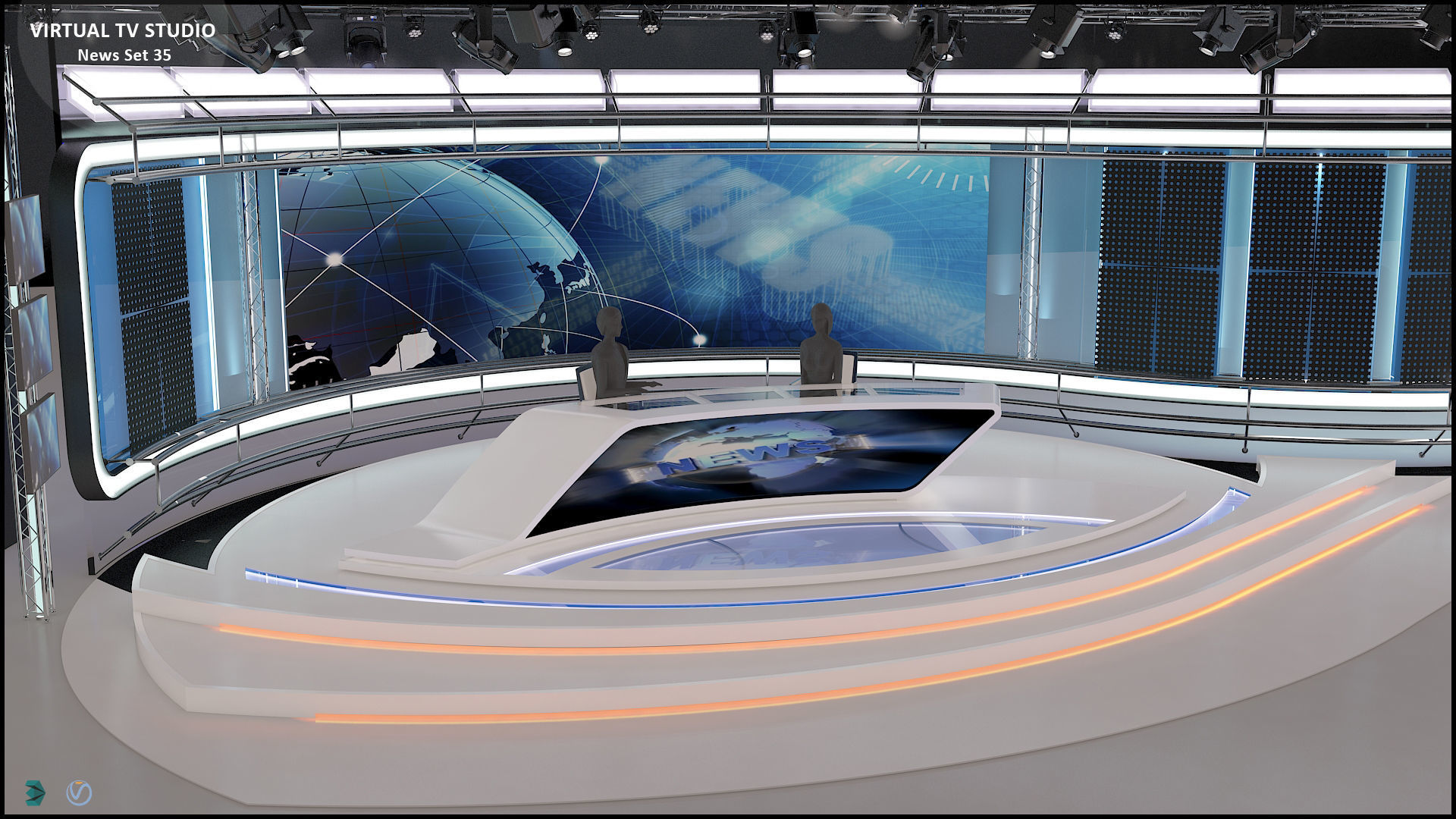 Virtual TV Studio News Set 35 3D model_10