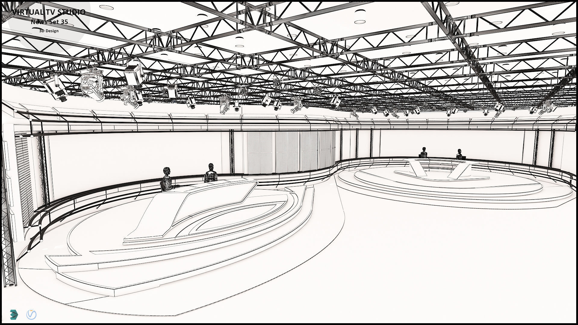 Virtual TV Studio News Set 35 3D model_3