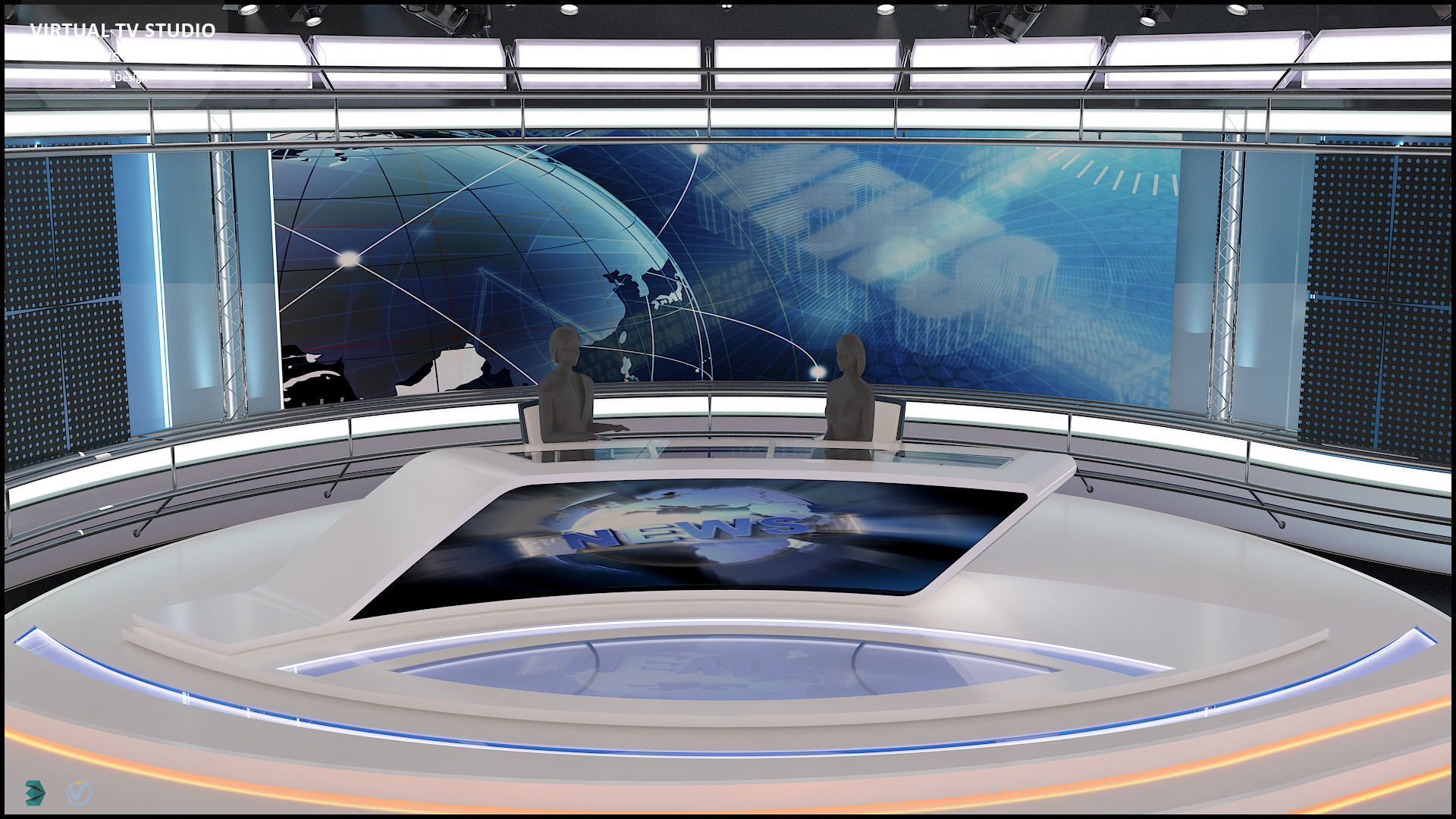 Virtual TV Studio News Set 35 3D model_18
