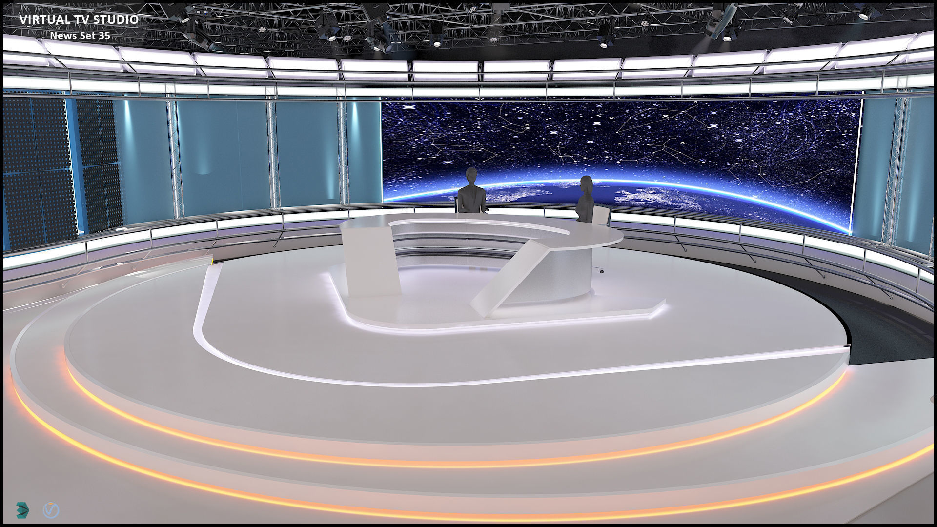 Virtual TV Studio News Set 35 3D model_23