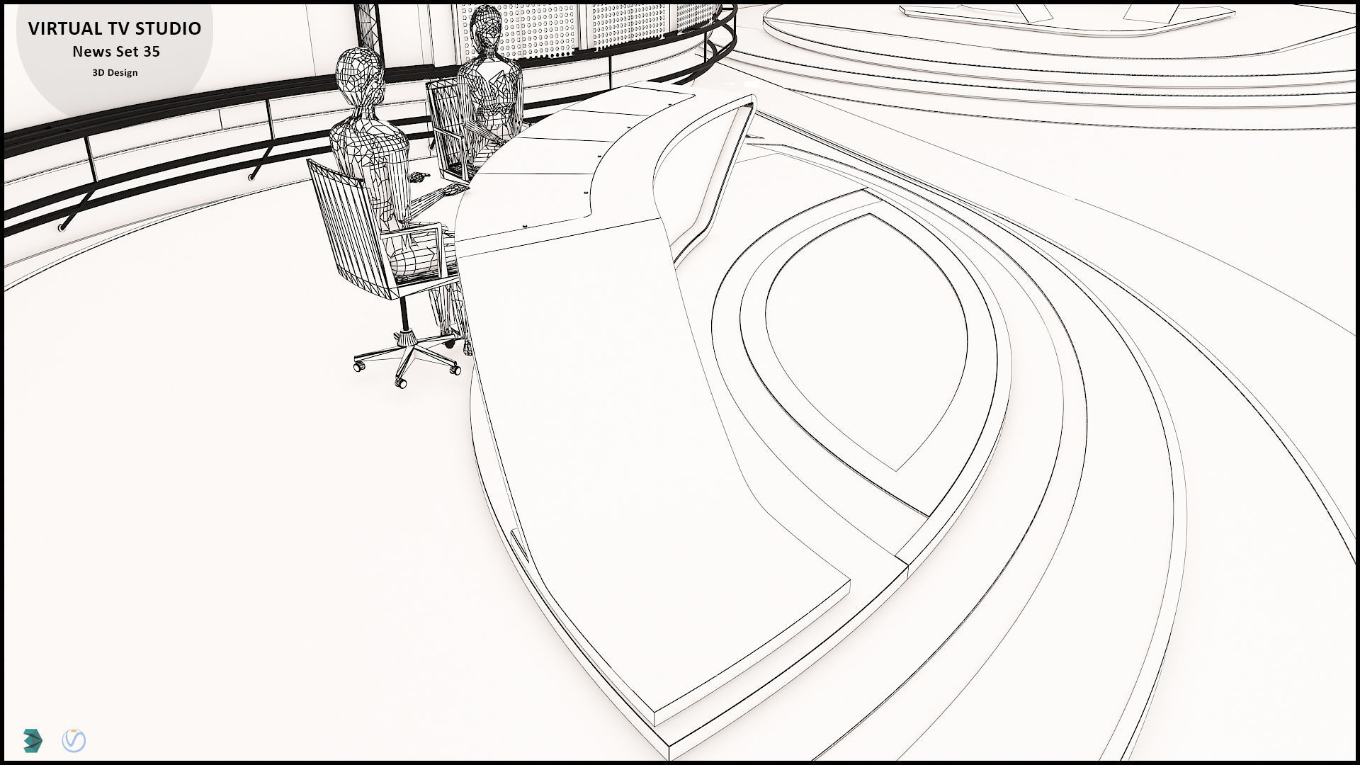 Virtual TV Studio News Set 35 3D model_20