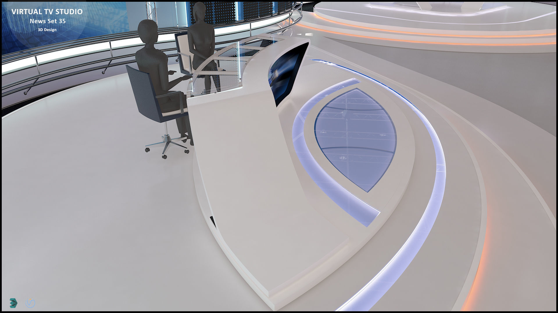 Virtual TV Studio News Set 35 3D model_19