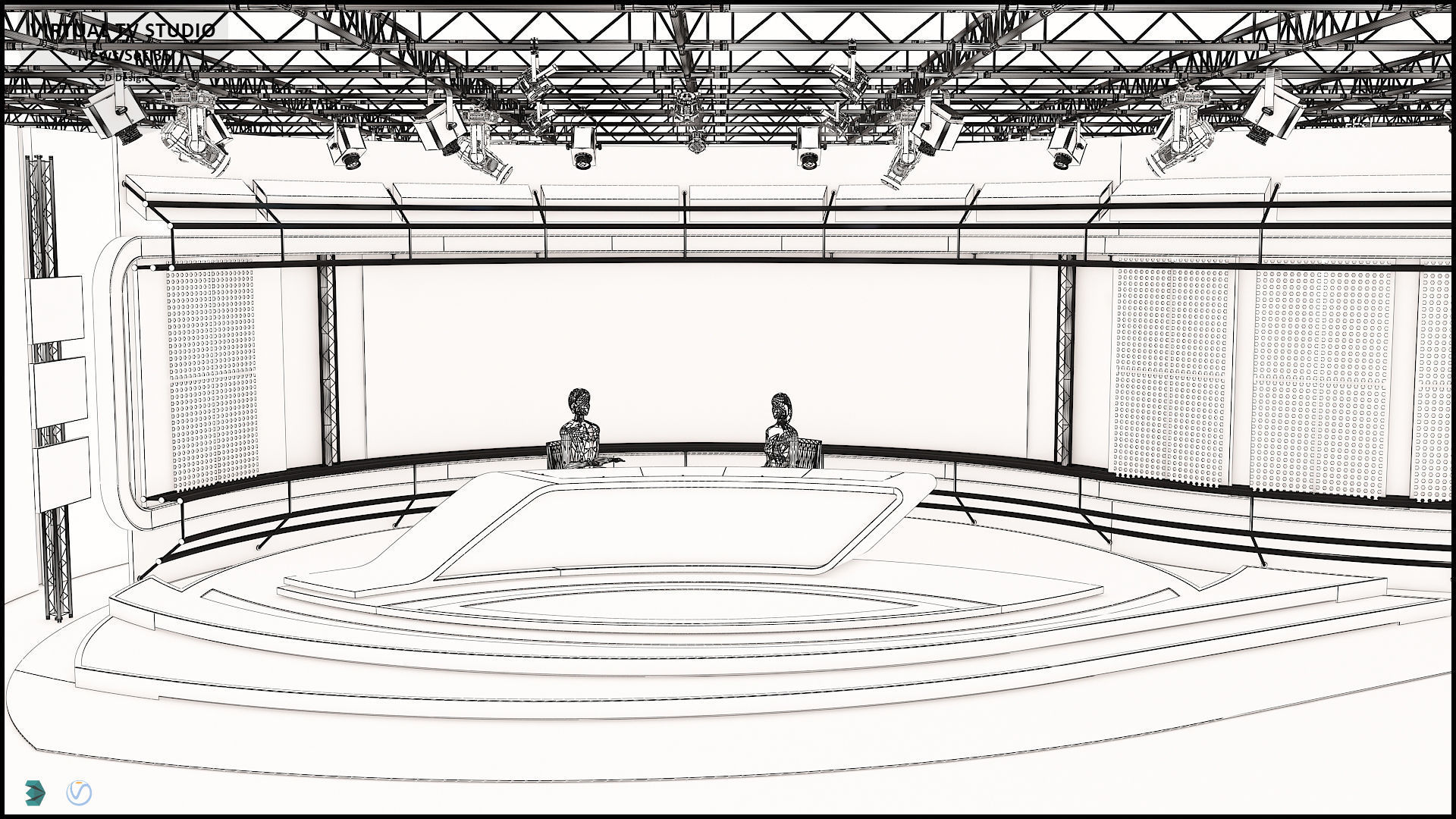Virtual TV Studio News Set 35 3D model_7