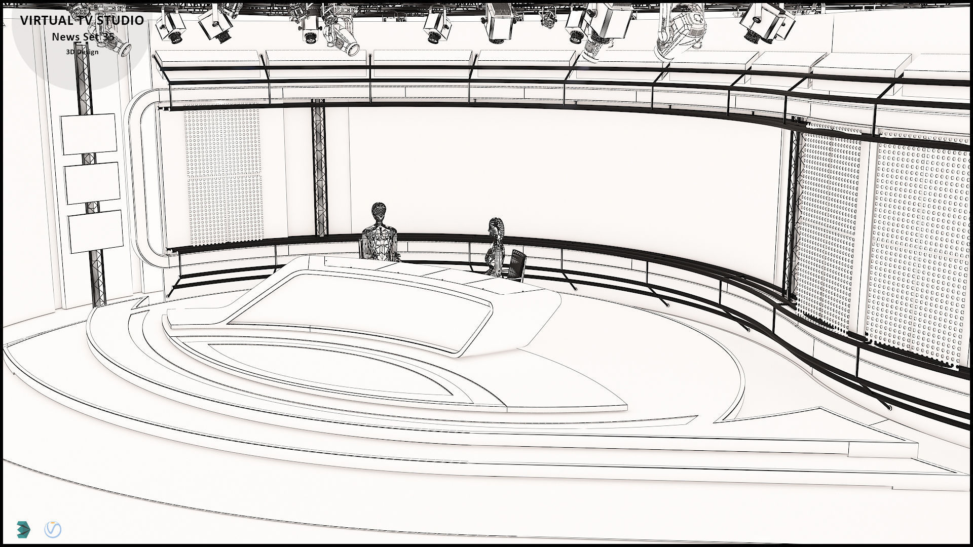 Virtual TV Studio News Set 35 3D model_13