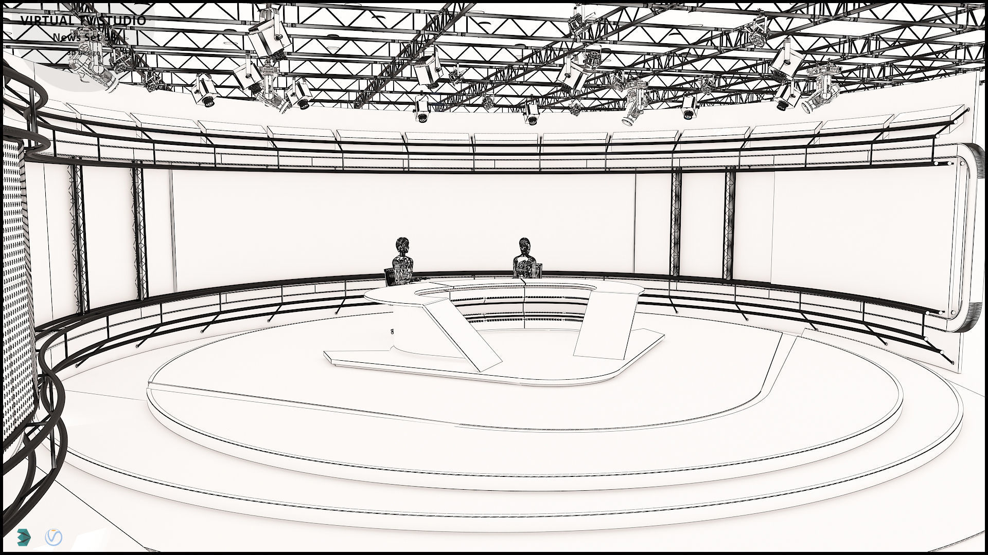 Virtual TV Studio News Set 35 3D model_22