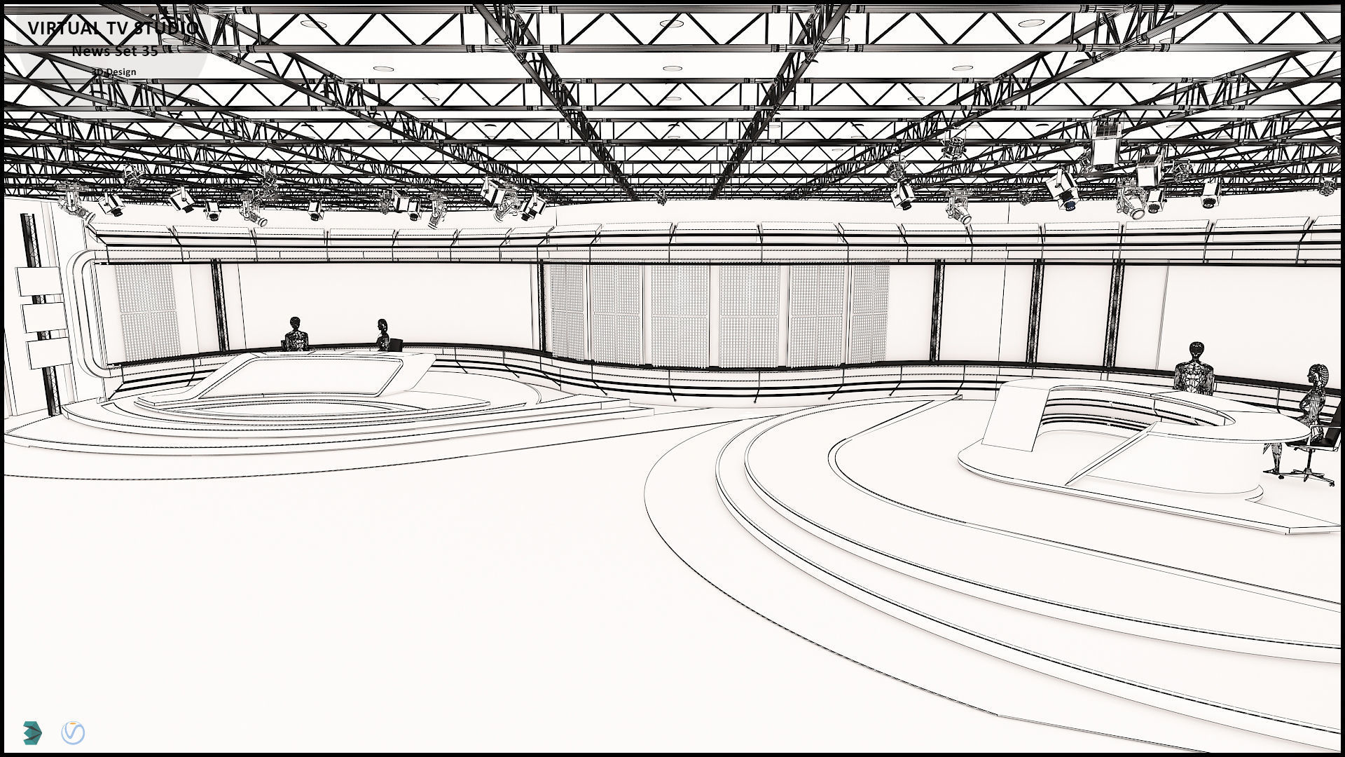 Virtual TV Studio News Set 35 3D model_5