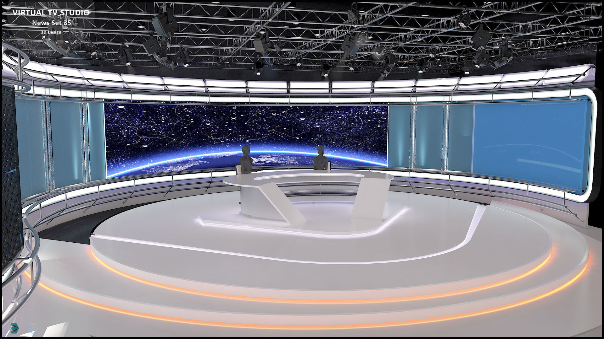 Virtual TV Studio News Set 35 3D model_21