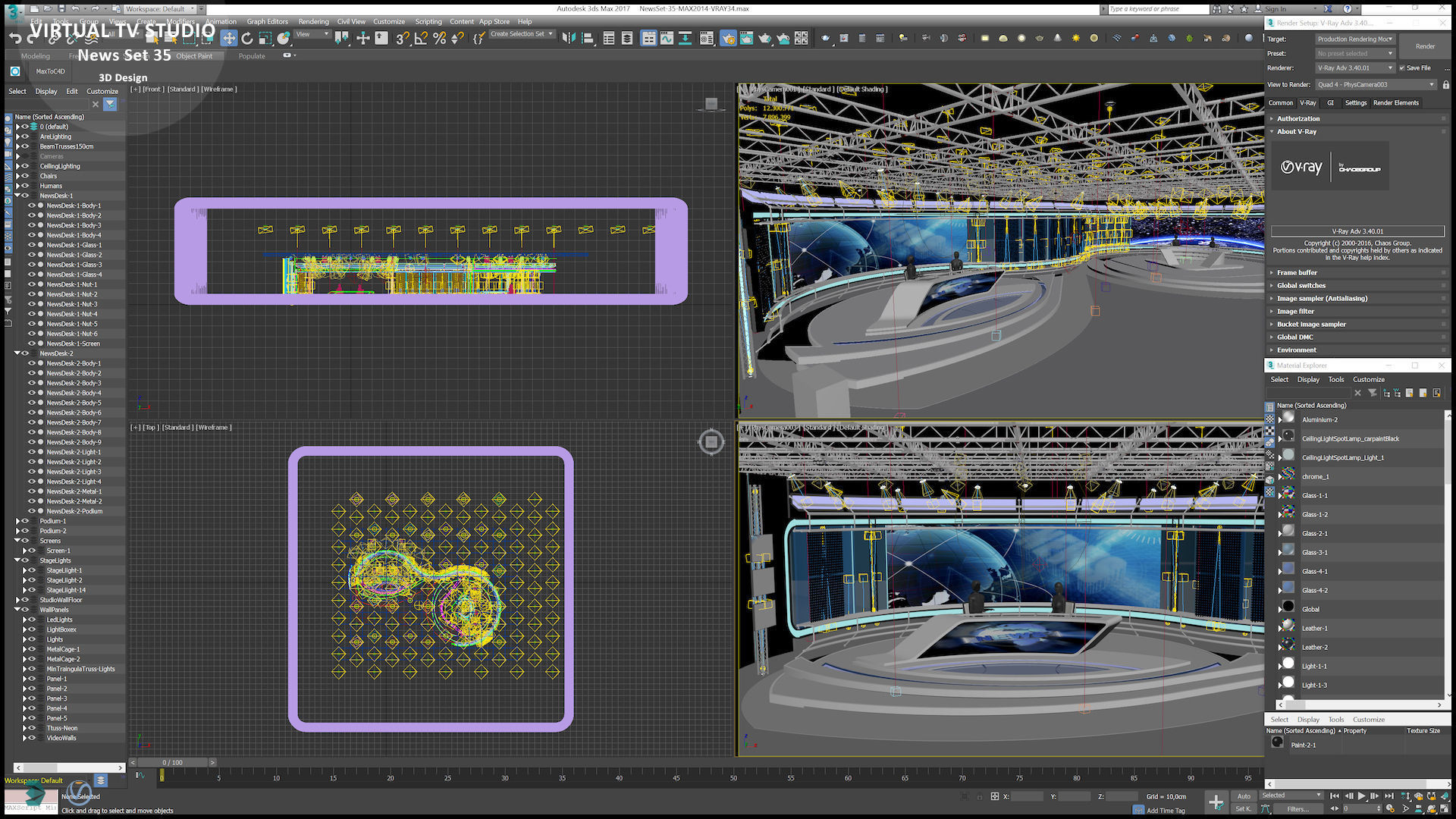 Virtual TV Studio News Set 35 3D model_37