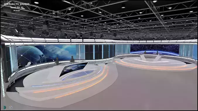 Virtual TV Studio News Set 35 3D model