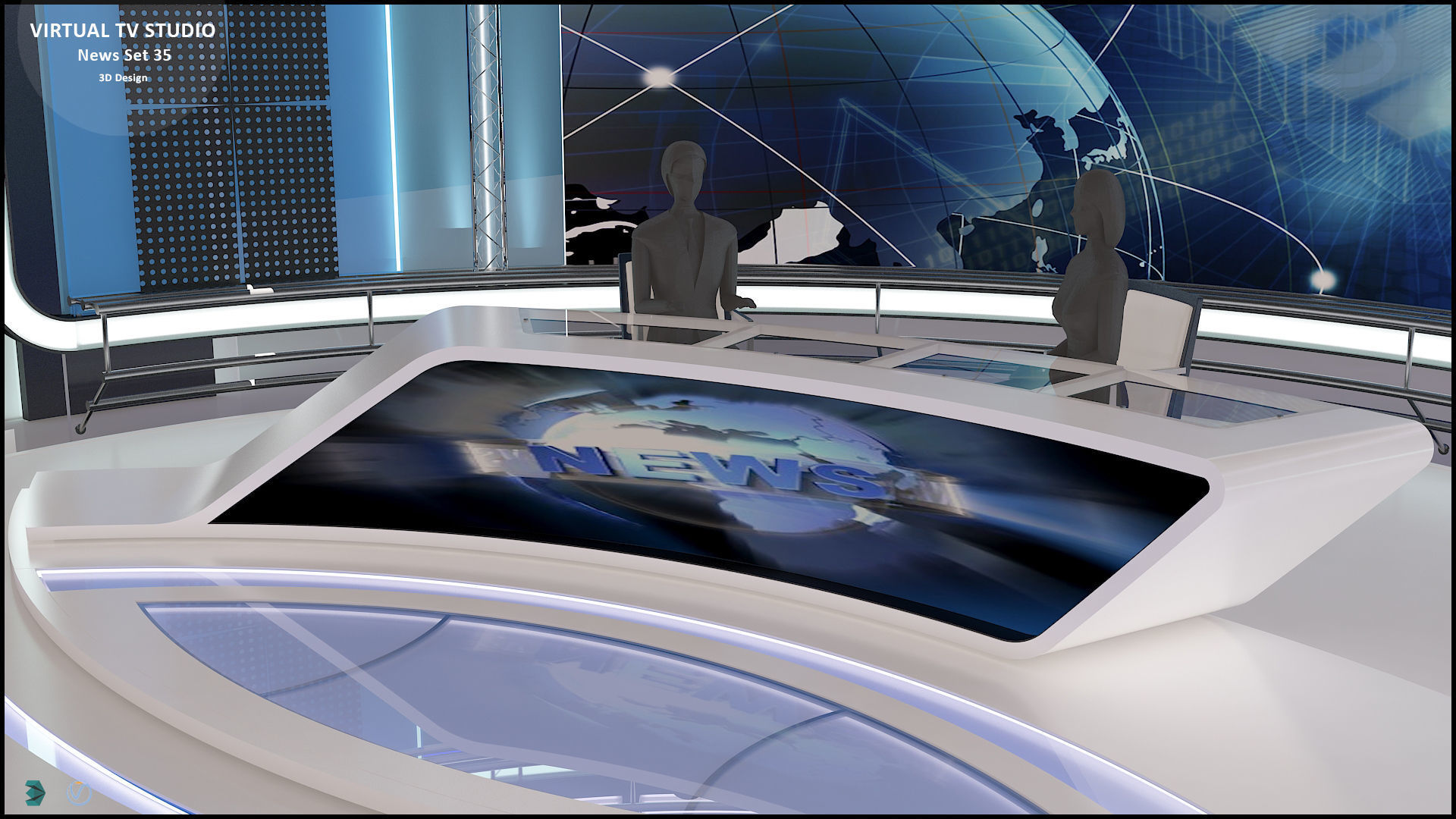 Virtual TV Studio News Set 35 3D model_17