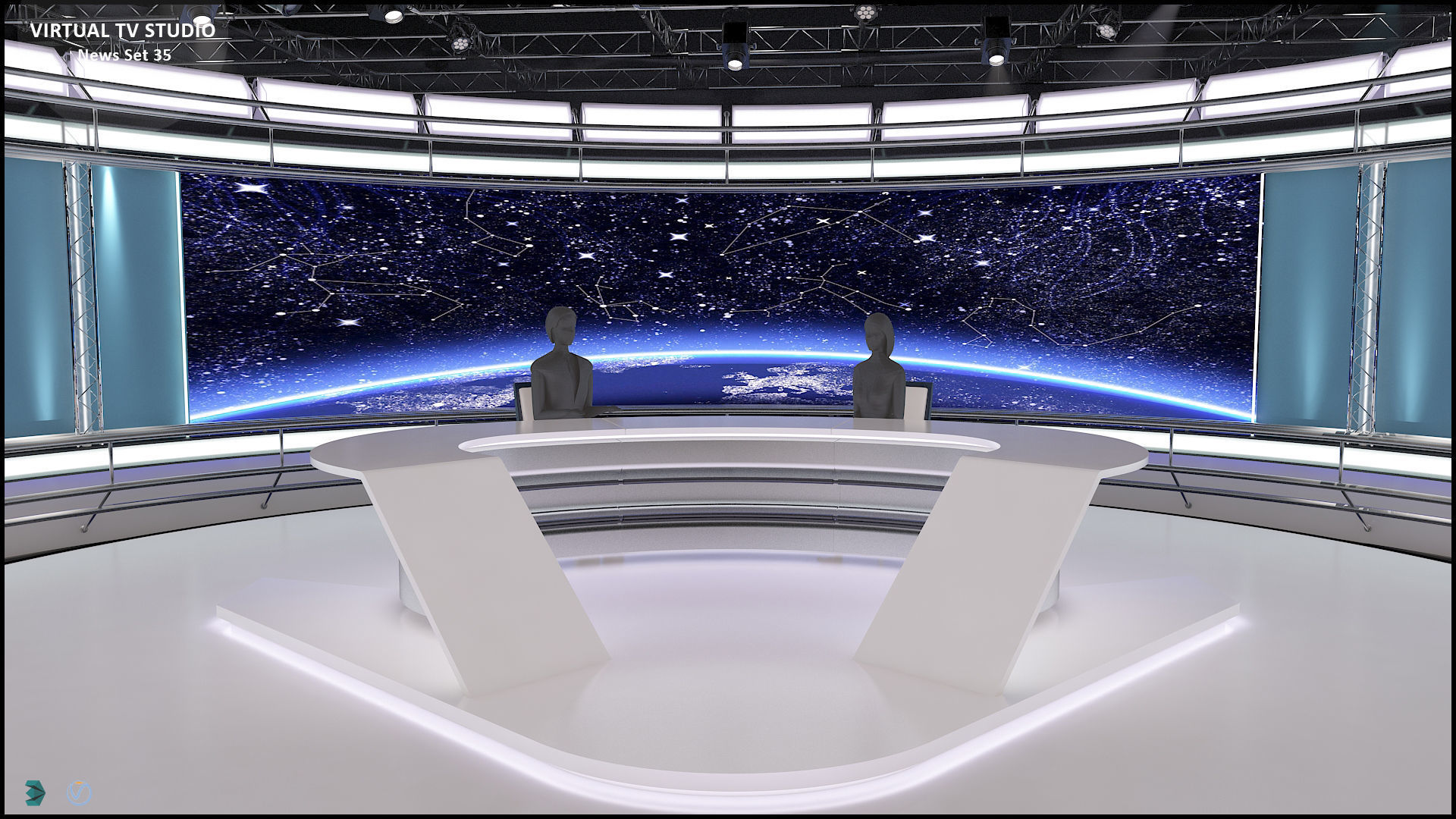 Virtual TV Studio News Set 35 3D model_25