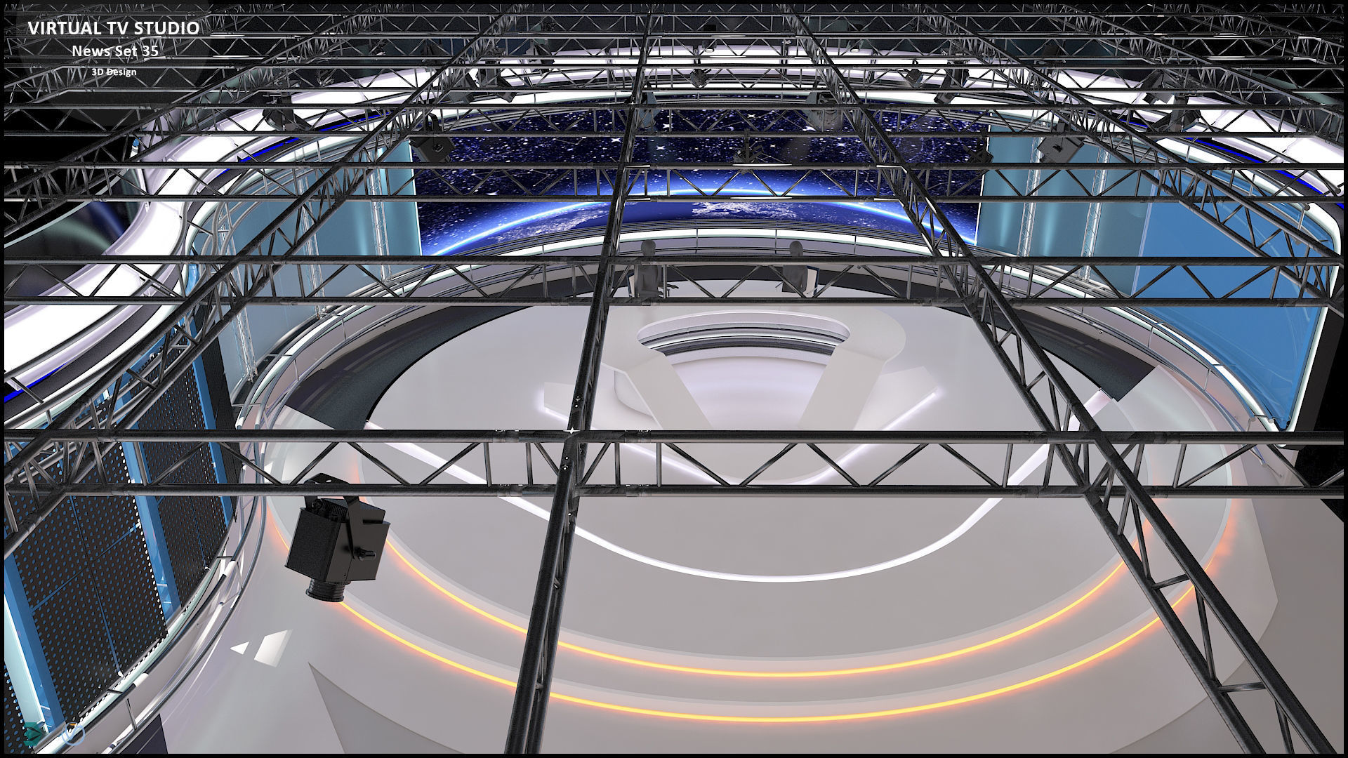 Virtual TV Studio News Set 35 3D model_32