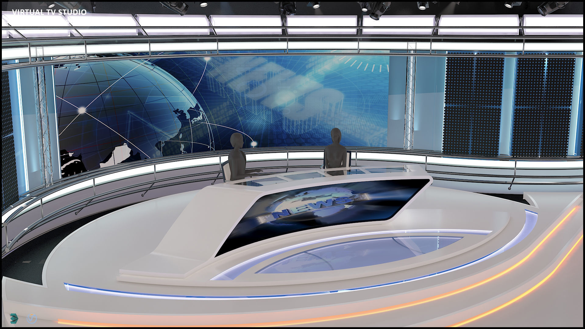 Virtual TV Studio News Set 35 3D model_14